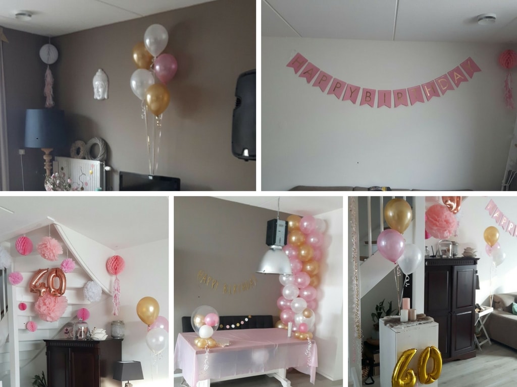 Party decoration 40 years pink white gold