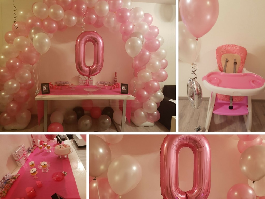 Six months party decoration pink white