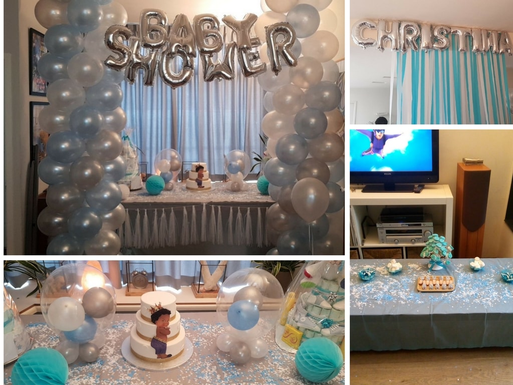 Babyshower babyboy decoration blue white silver